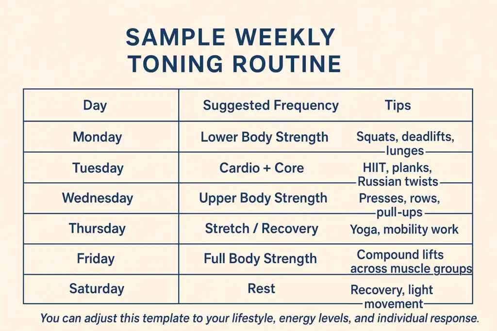 Achieving the Perfect Tone: How Often Should You Exercise for Results? 4 Weekly exercise Dorset plan graphic