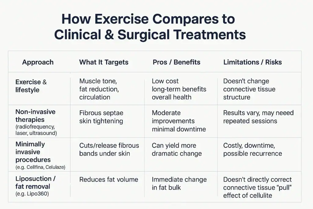 Sculpting Your Bum: Can Toning Exercises Really Reduce Cellulite? 2 How exercise compares to treatments from Lipo 360 Dorset
